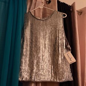Silver Sequin Sleeveless Top